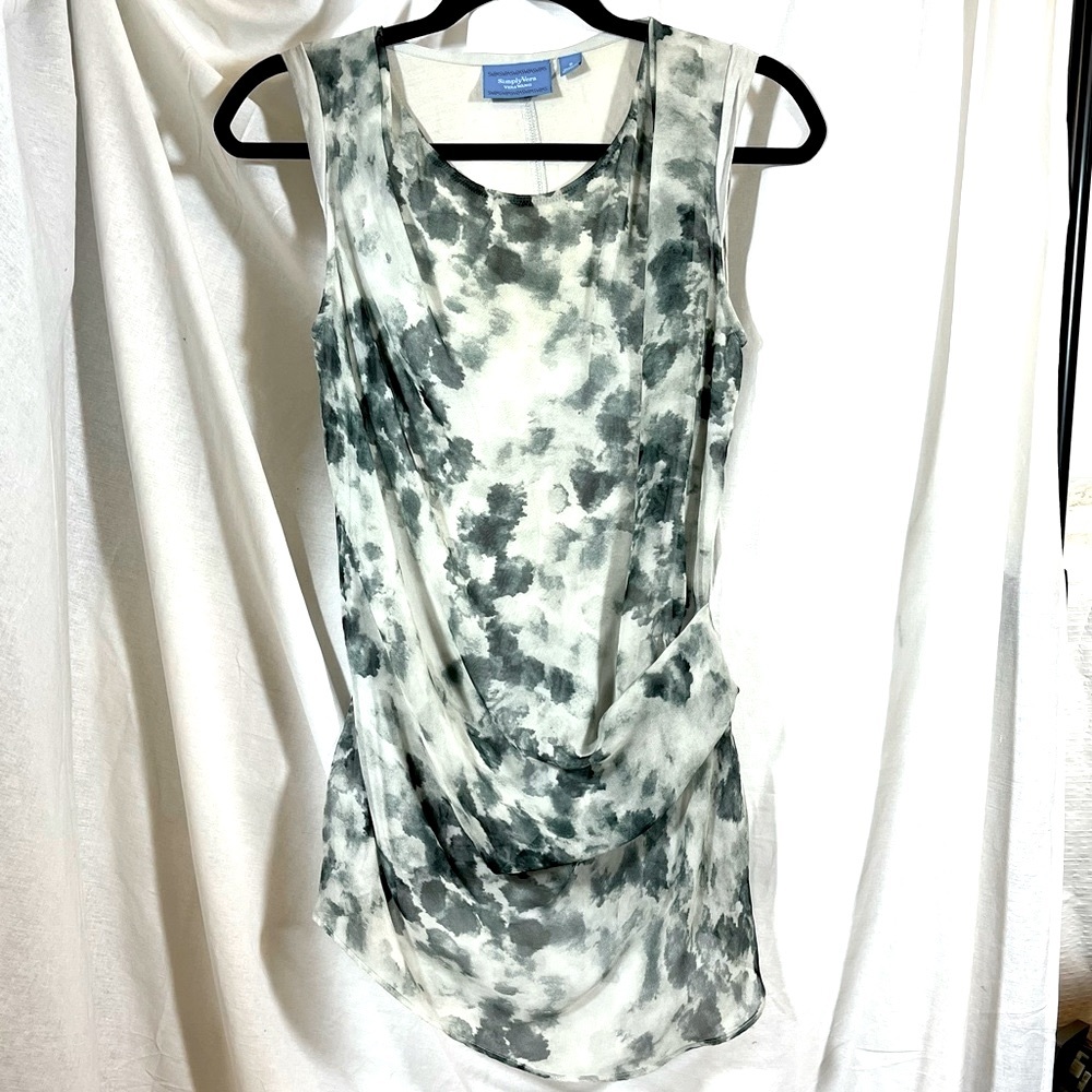 3/$25 Simply Vera Wang Drape Neck Mixed Media Layered Ruched Tunic Top, Size S